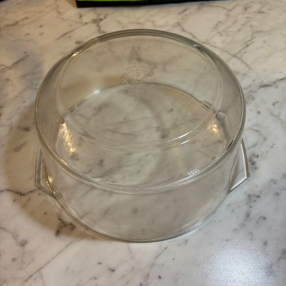 Vintage Pyrex 344 Clear Glass 3QT Mixing Bowl with Tab Handles Made in USA